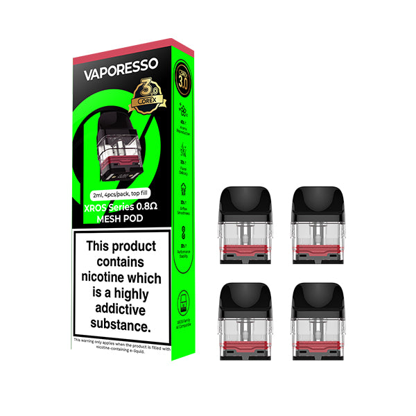 0.8 Xros Corex 3.0 Replacement Pods by Vaporesso - 4 Pack - Ape Vapes