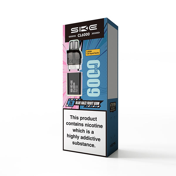 Blue Razz Fruit Gum SKE Crystal CL6000 Pre-Filled Replacement Pods - Ape Vapes