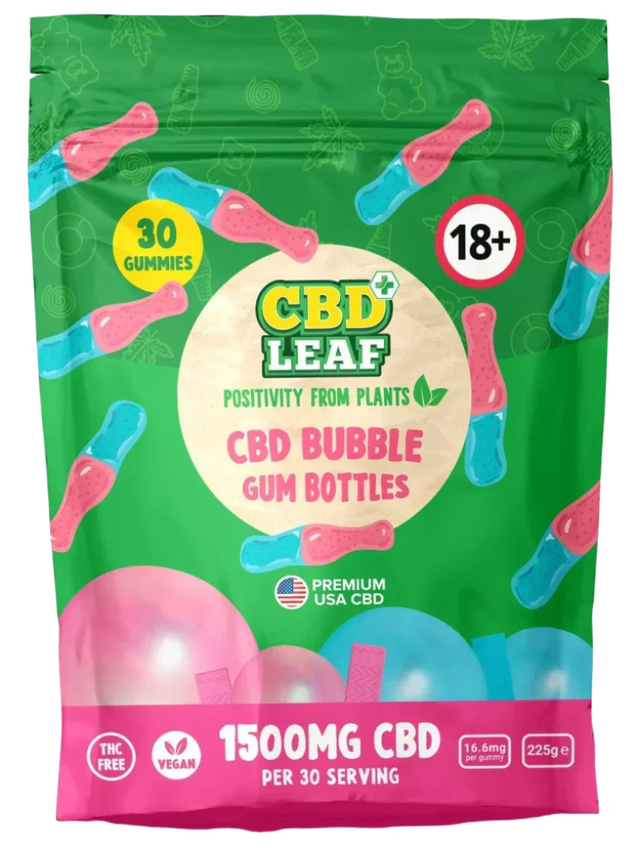 CBD Bubble Gum Bottles 1500mg CBD Gummies by CBD Leaf - Ape Vapes