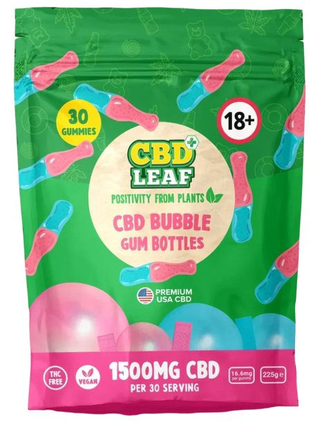CBD Bubble Gum Bottles 1500mg CBD Gummies by CBD Leaf - Ape Vapes