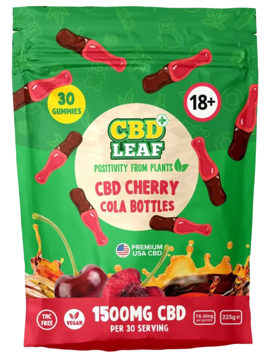 CBD Cherry Cola Bottles 1500mg CBD Gummies by CBD Leaf - Ape Vapes