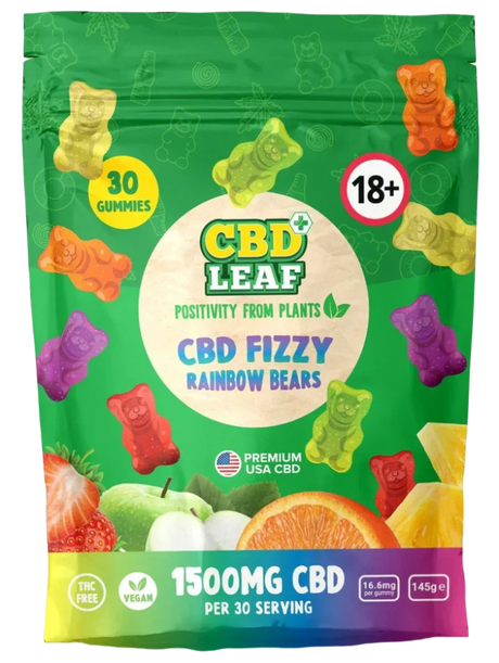 CBD Fizzy Rainbow Bears 1500mg CBD Gummies by CBD Leaf - Ape Vapes