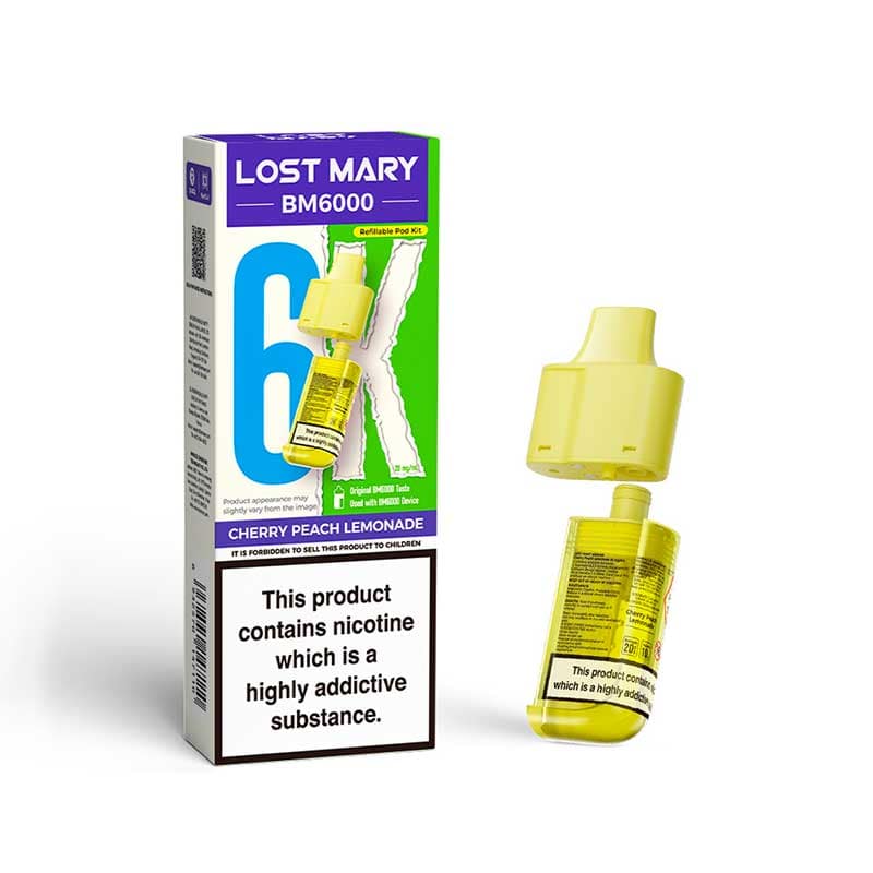 Cherry Peach Lemonade Lost Mary BM6000 Prefilled Vape Pods - Ape Vapes
