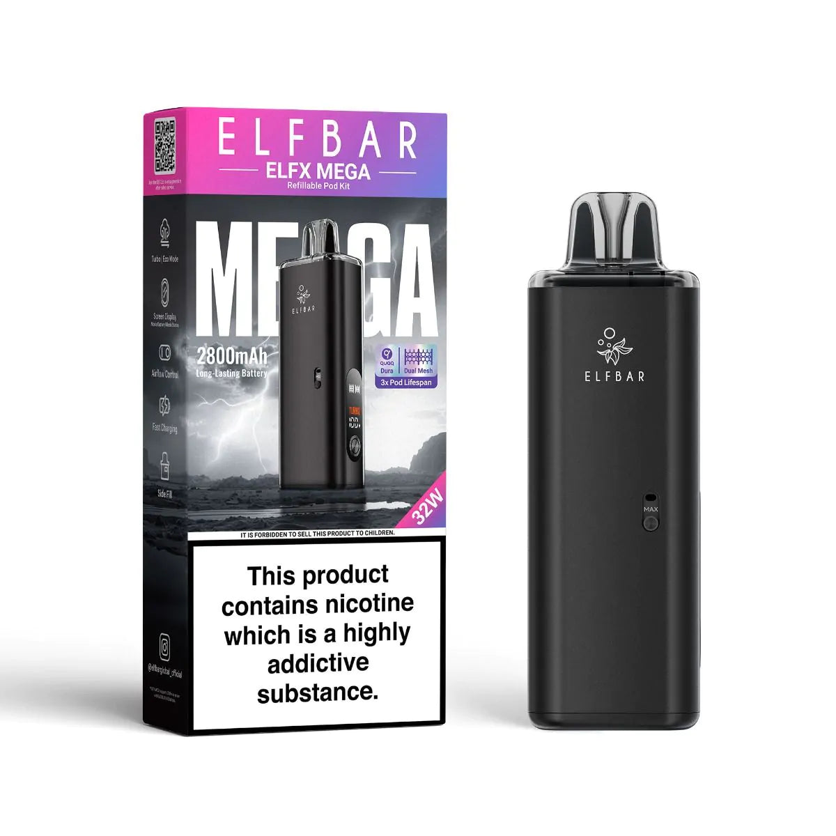 Elfbar Mega Kit - Black -Ape Vapes