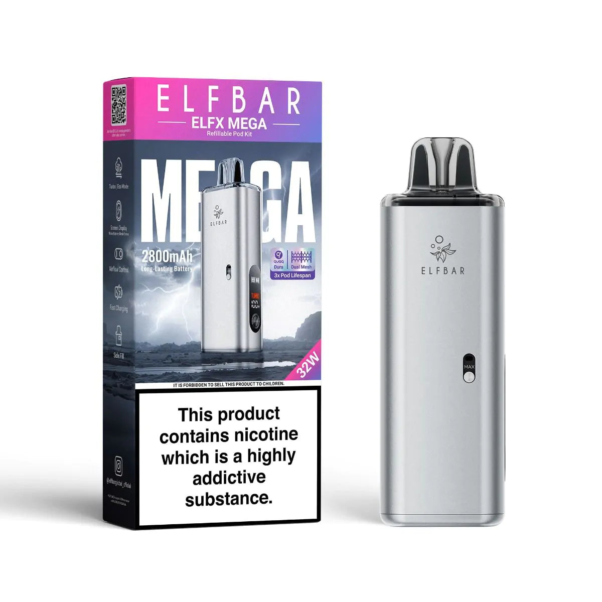 Elfbar Mega Kit Silver - Ape Vapes