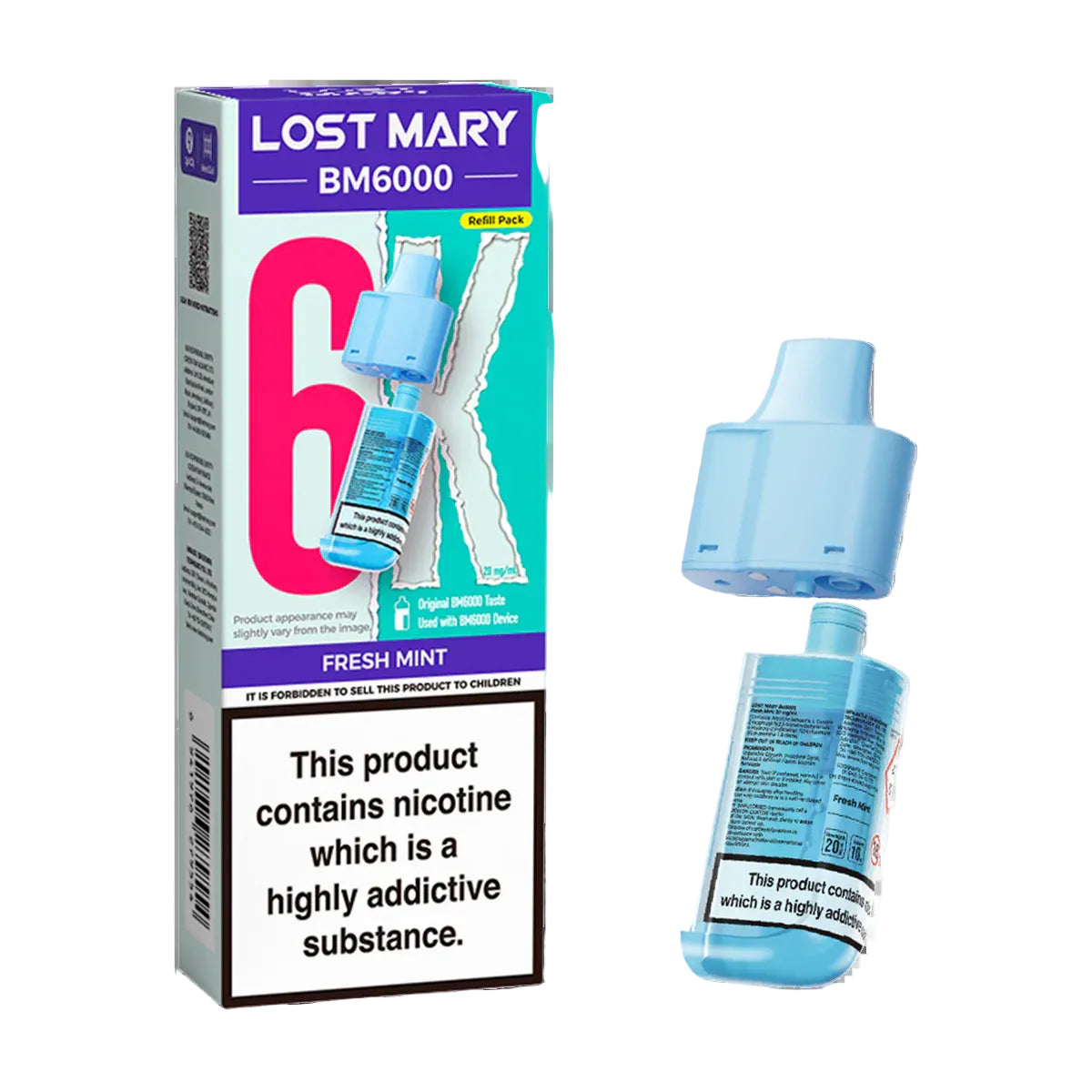 Fresh Mint Lost Mary BM6000 Prefilled Vape Pods - Ape VapesLost Mary