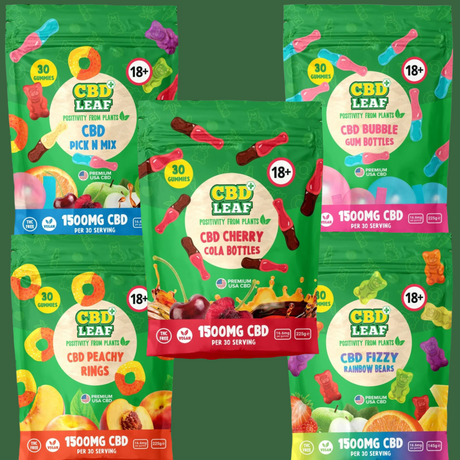 Group Image 1500mg CBD Gummies by CBD Leaf - Ape Vapes