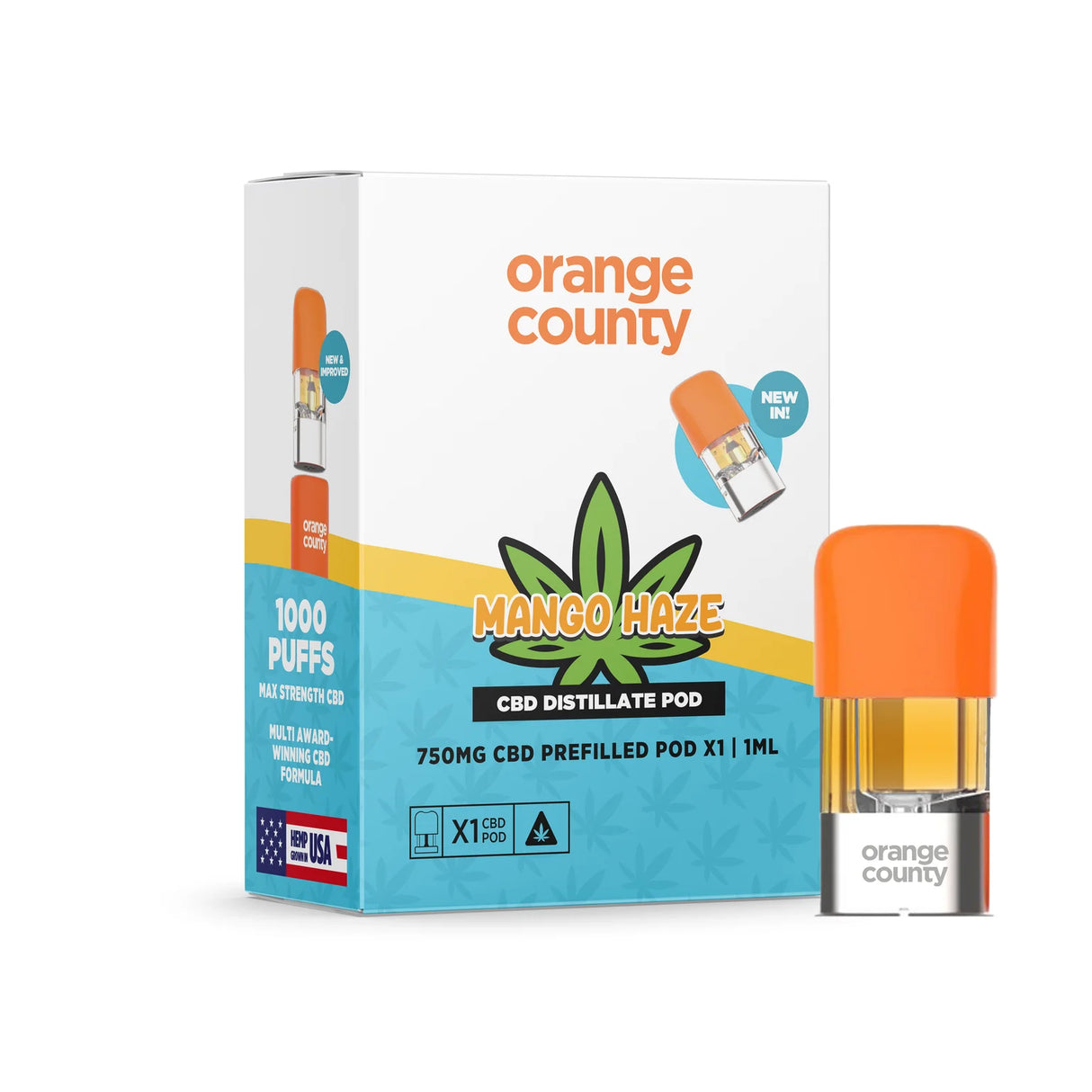 Mango Haze 1ml CBD Replacement Pod (750mg) by Orange County - Ape Vapes