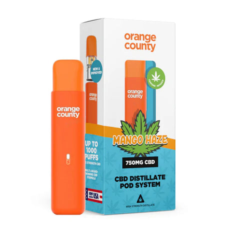 Mango Haze 1ml Rechargeable CBD Vape Pen (750mg) by Orange County - Ape Vapes
