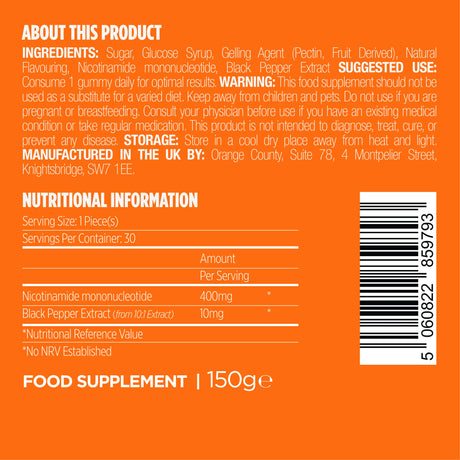 NMN (Nicotinamide) 400mg - Cell Repair & Anti-Aging Gummies by Orange County - Ape Vapes