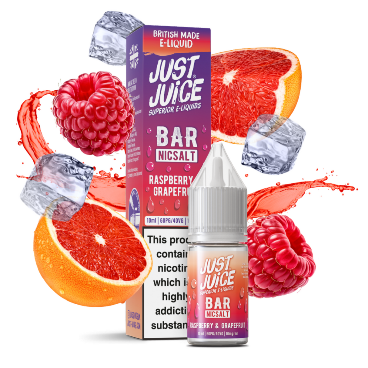 Raspberry & Grapefruit 10ml Nic Salts by Just Juice - Ape Vapes