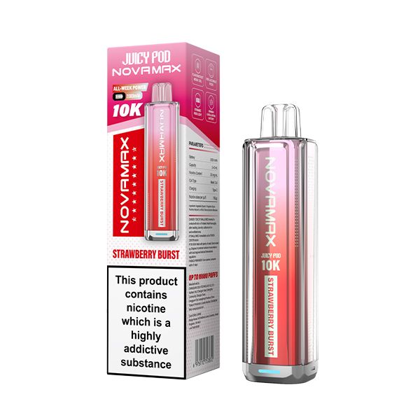 Strawberry Burst Juicy Pod NOVAMAX 10k Disposable Vape Kit - Ape Vapes
