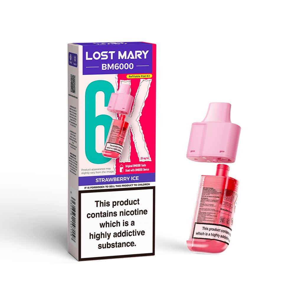 Strawberry Ice Lost Mary BM6000 Prefilled Vape Pods - Ape Vapes