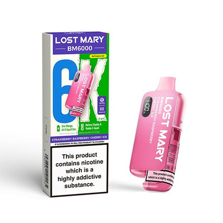 Strawberry Raspberry Cherry Ice Lost Mary BM6000 Prefilled Pod Kit - Ape Vapes