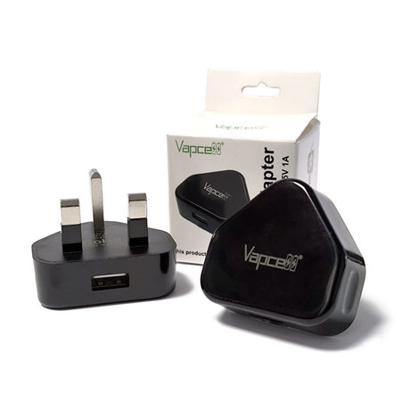 UK Plug USB A/C Adapter 5V 1A by Vapcell - Black