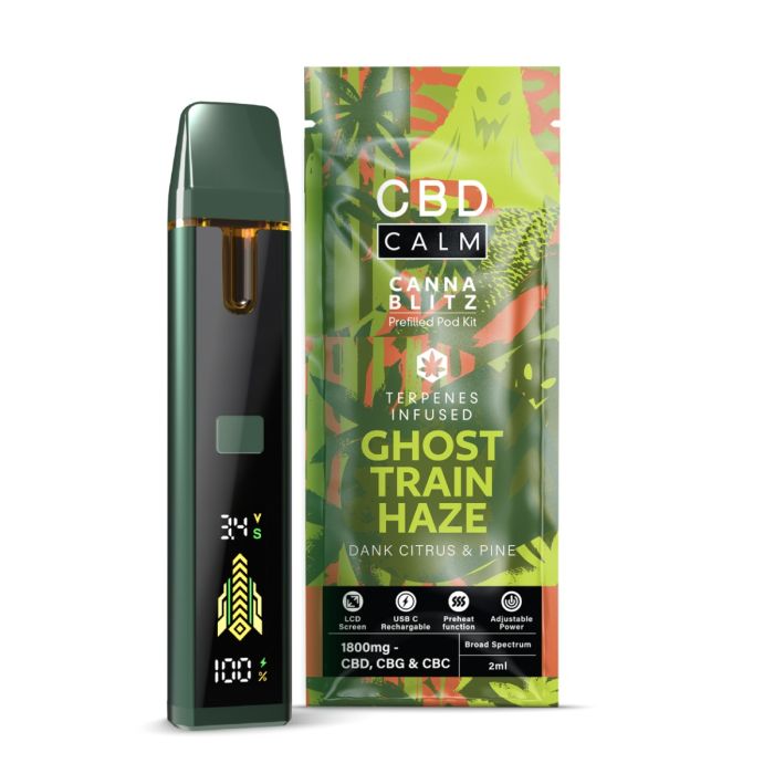 Ghost Train Haze Cannablitz Prefilled CBD Pod Kit by CBD Calm - Ape Vapes