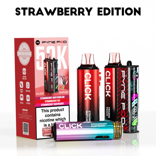 Strawberry Edition Pyne Pod Click 50K Vape Kit - Ape Vapes