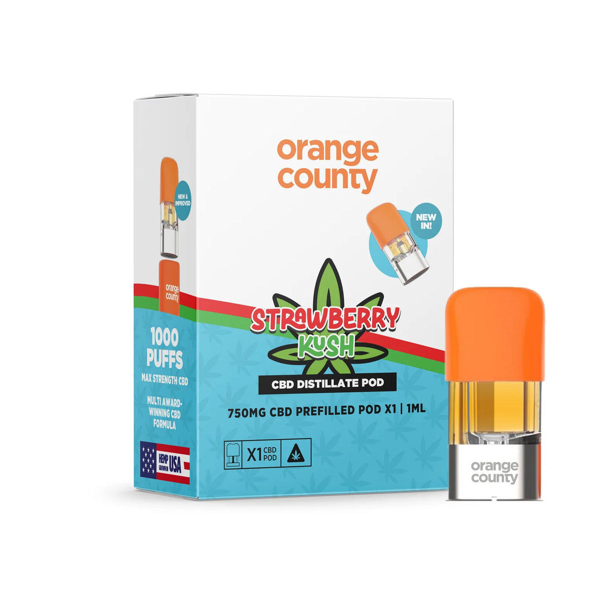 Strawberry Kush 1ml CBD Replacement Pod (750mg) by Orange County - Ape Vapes