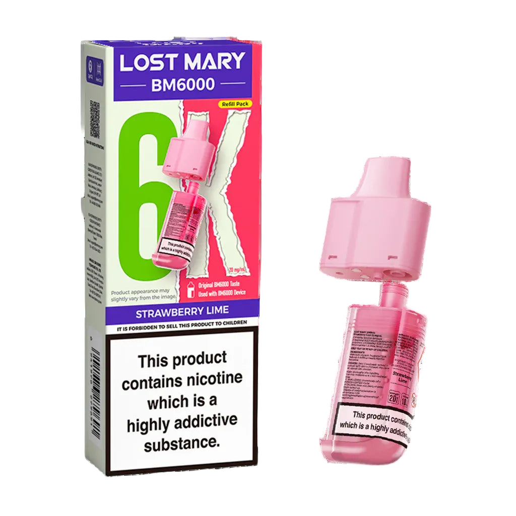 Strawberry Lime Lost Mary BM6000 Prefilled Vape Pods - Ape Vapes